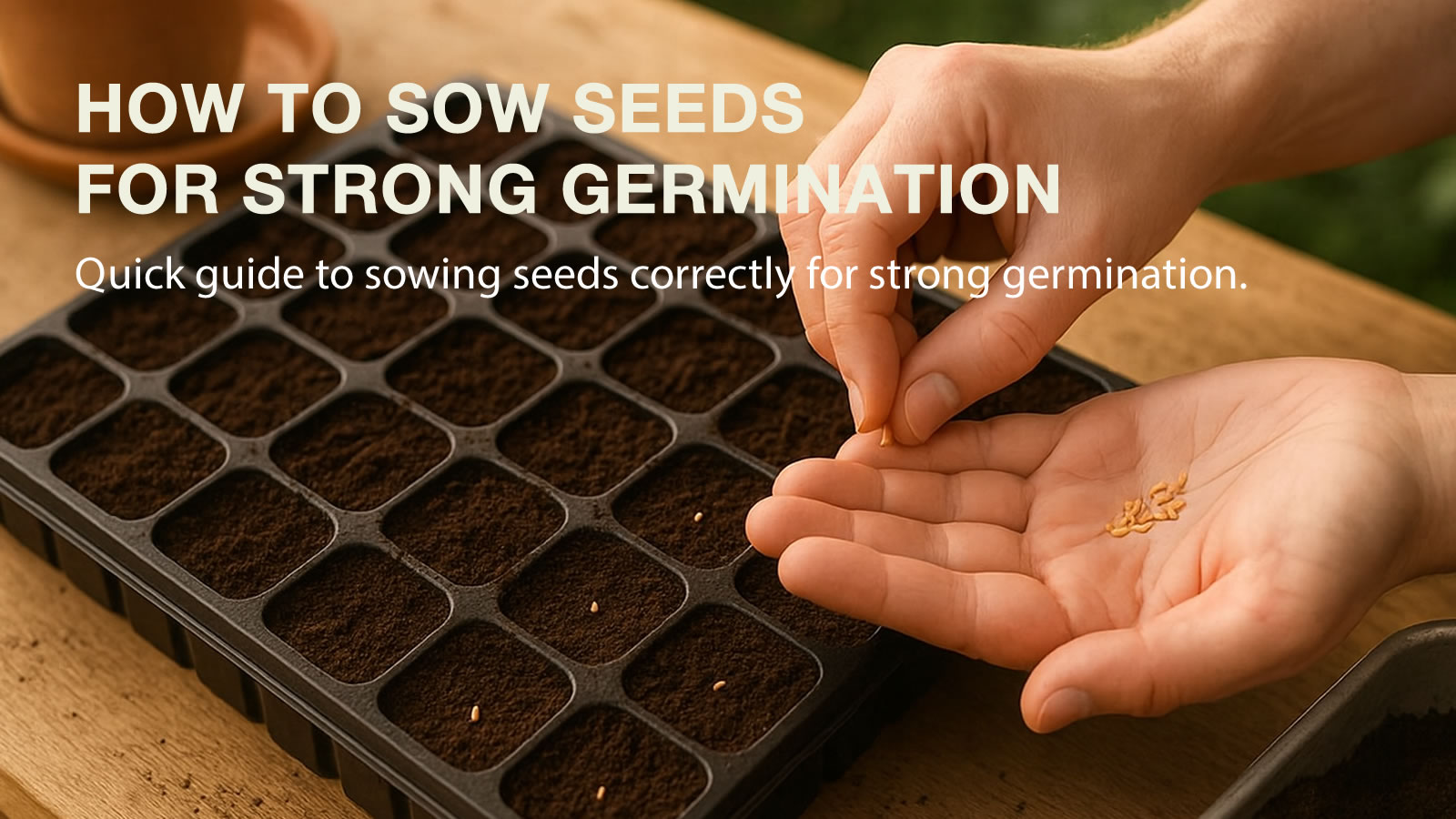 Seed trays freshly sown for germination
