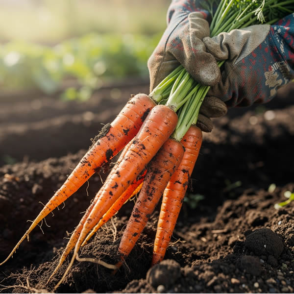 Carrot 'Nantes' Vegetable Seeds growing on plant