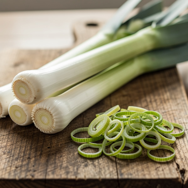 Leek 'Winter Giant' Vegetable Seeds styled presentation