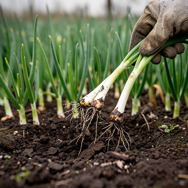 Onion "White Lisbon" Vegetable Seeds growing on plant