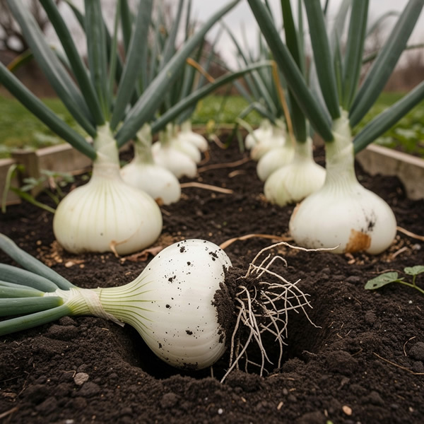 Ailsa Craig Onion Seeds growing on plant