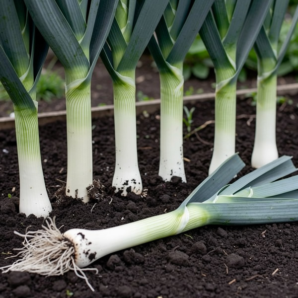 Winter Giant Leek Seeds growing on plant