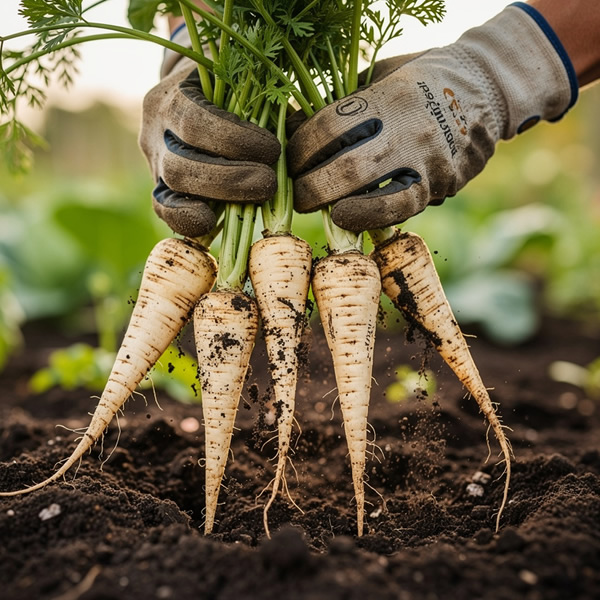 White Gem Parsnip Seeds growing on plant