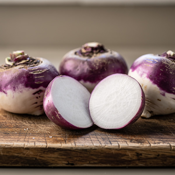 Turnip 'Purple Top' Vegetable Seeds styled presentation